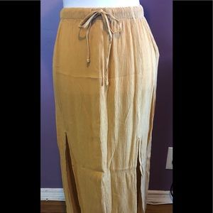 Forever 21 Long Skirt w/ Slits Golden Yellow NWT.